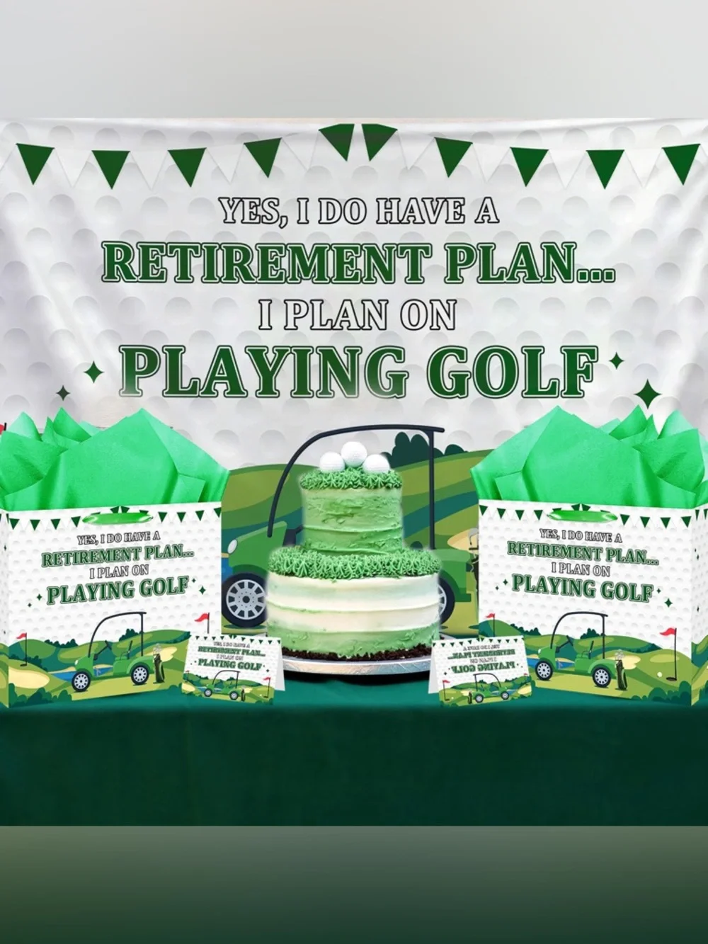 Retirement Plan Playing Golf Gift Bag with Green Tissue